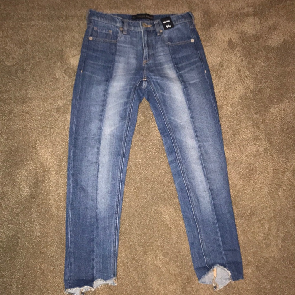 NWT Express two tone raw hem jeans - Picture 2 of 6